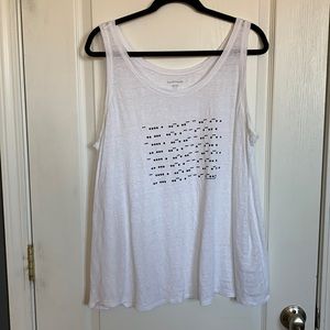Eileen Fisher The Future is Female morse code white linen tank top